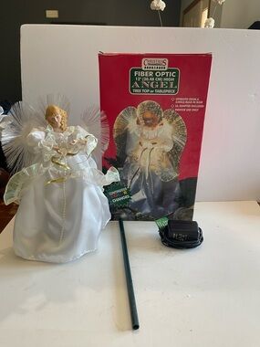 Fiber Optic Angel Christmas Trimmeries Tree Top Tabletop Color Changing 12"